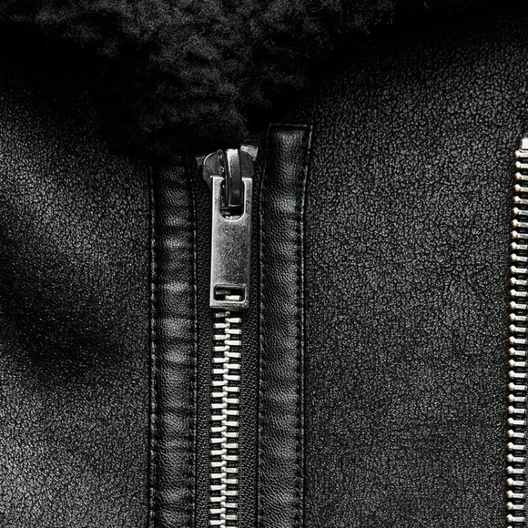 DOUBLE FACED LONG BIKER COAT ZW COLLECTION - Picture 3 of 5